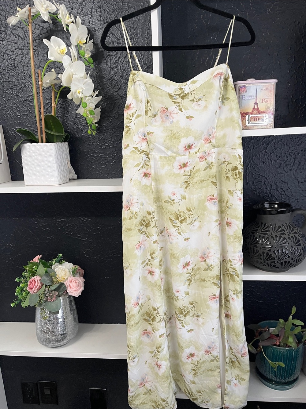 Abercrombie & Fitch Floral Maxi Slip Dress in Sage Green and Pink L